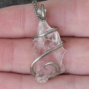 Natural Morganite Crystal Pendant Necklace